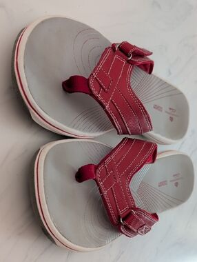 Clarks Red Flip Flops